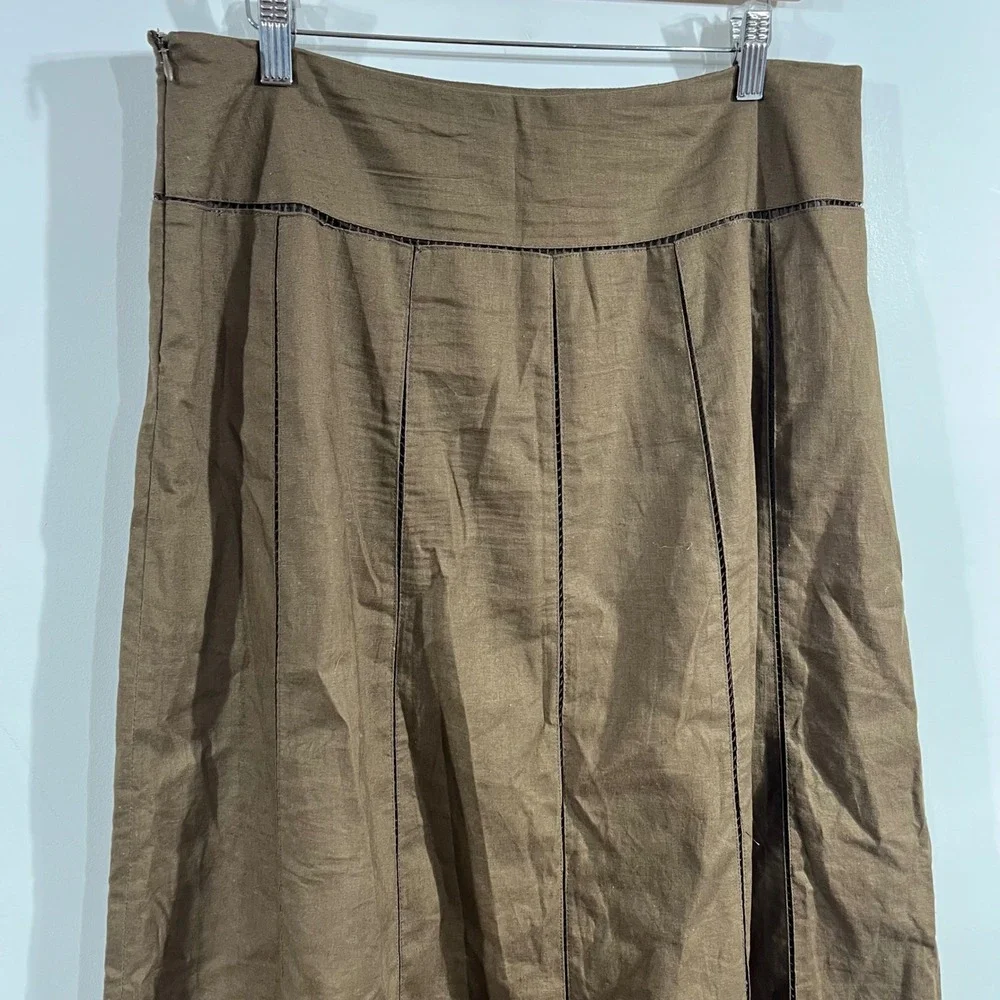 Alexandra Bartlett VTG Renfair Brown Linen Blend Fairy Grunge Maxi Skirt Size 10